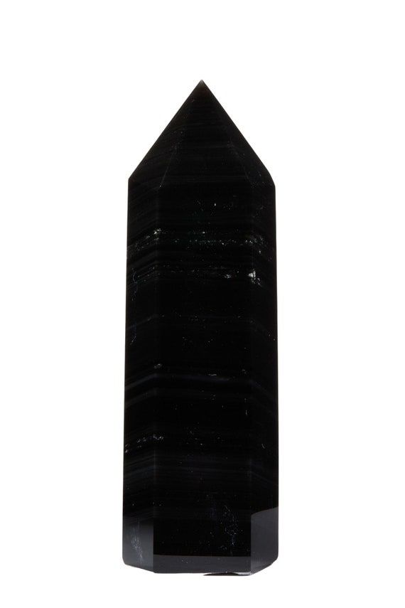 Black Obsidian Stone Point - Polished Black Obsidian Crystal Tower - Large Obsidian Point - Obsidian Decor - Black Obsidian Tower - #6