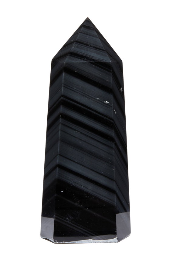 Black Obsidian Stone Tower - Large Obsidian Crystal Point - Polished Obsidian Point - Standing Obsidian Tower - Black Obsidian Decor #28