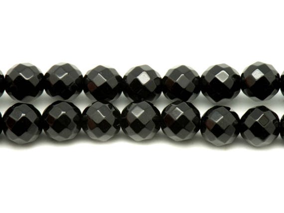 10pc - Perles De Pierre - Onyx Noir Boules Facettées 8mm   4558550024497