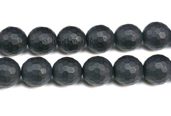 Black Onyx Faceted Beads - Semi Precious Gemstones - Natural Gemstone Beads - Matte Faceted Round Bead - 4-20mm Faceted Ball Beads -15inch