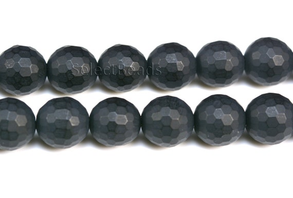 Black Onyx Faceted Beads - Semi Precious Gemstones - Natural Gemstone Beads -  Matte Faceted Round Bead - 4-20mm Faceted Ball Beads -15inch