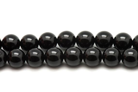 Fil 39cm 93pc Env - Perles De Pierre - Onyx Noir Boules 4mm