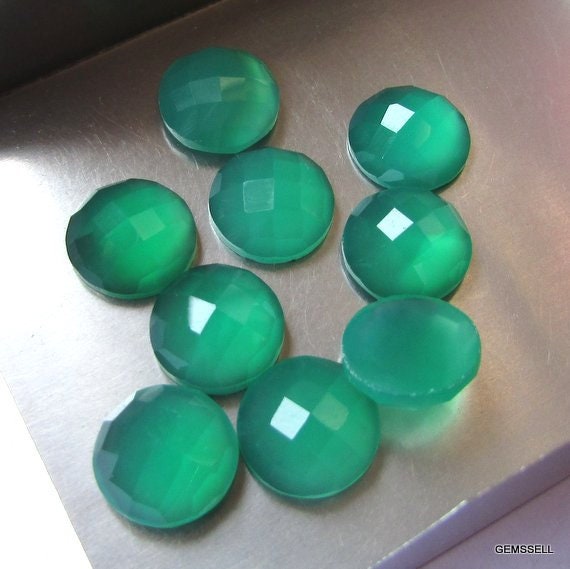 10 Pieces 3mm To 10mm Green Onyx Checker Round Faceted Loose Gemstone, Green Onyx Faceted Round Checker Faceted Flat Aaa Quality Gemstone