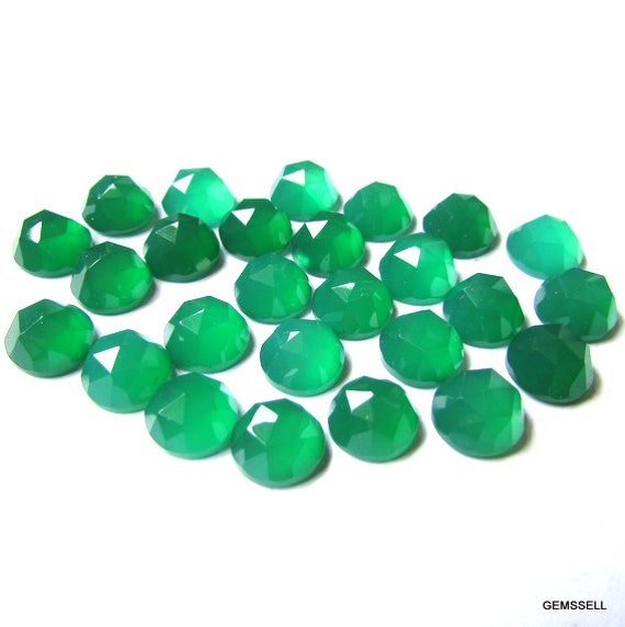10 Pieces 3mm To 10mm Green Onyx Rosecut Round Loose Gemstone, Green Onyx Round Rosecut Aaa Quality Gemstone