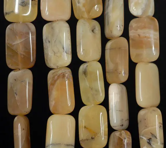 18x13mm Yellow Opal Gemstone Honey Yellow Rectangle Loose Beads 8 Inch Half Strand (90185531-857)