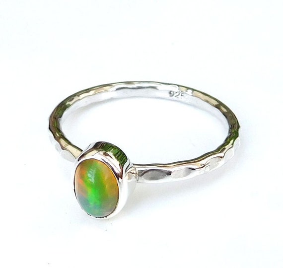 Beautiful Ethiopian Opal Ring, 925 Sterling Silver Ring, Oval Opal Gemstone Ring, Yellow Gemstone, Can Be Personalized, Statement Ring, Sale