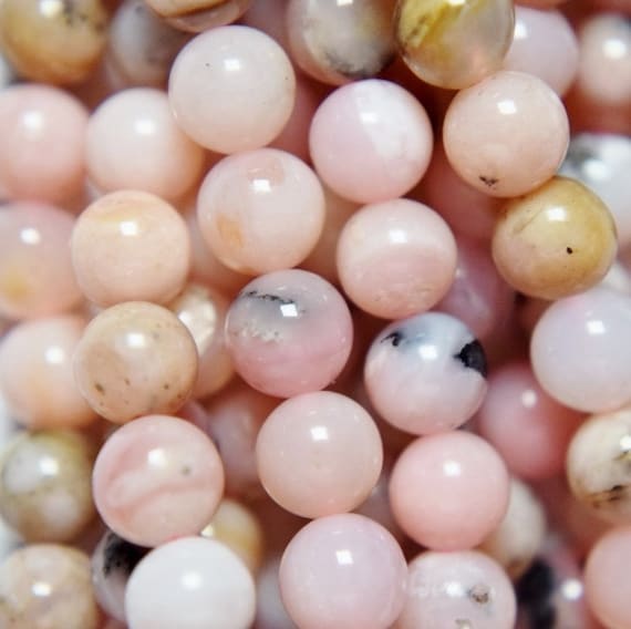 Genuine Peruvian Pink Opal Beads - Round 6 Mm Gemstone Beads - Full Strand 16", 62 Beads, A Quality