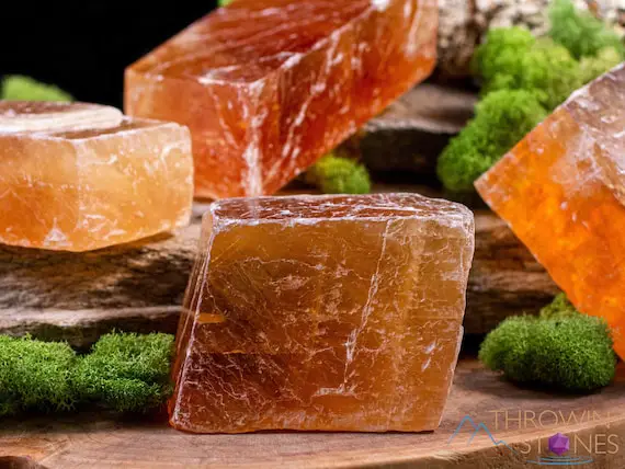Orange Calcite Raw Crystal - Extra Large Rhombohedron - Metaphysical, Home Decor, Raw Crystals And Stones, E1473