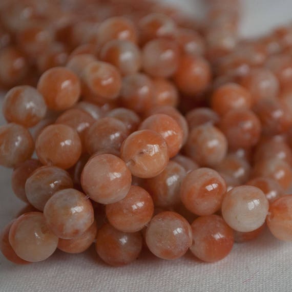 Orange Calcite (dyed) Round Beads - 4mm, 6mm, 8mm, 10mm Sizes - 15" Strand