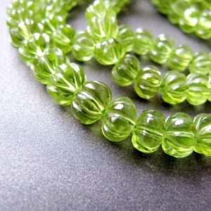 Peridot carved pumpkin rondelles • 5-6.25mm • AAA hand carving • Melon rondelles beads • Vivid green • Natural gemstone | Natural genuine rondelle Peridot beads for beading and jewelry making.  #jewelry #beads #beadedjewelry #diyjewelry #jewelrymaking #beadstore #beading #affiliate #ad