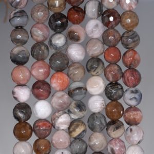 Shop Petrified Wood Beads! 10mm Petrified Wood Agate Gemstone Grade AA Brown Faceted Round 10mm Loose Beads 15 inch Full Strand (80000395-785) | Natural genuine faceted Petrified Wood beads for beading and jewelry making.  #jewelry #beads #beadedjewelry #diyjewelry #jewelrymaking #beadstore #beading #affiliate #ad