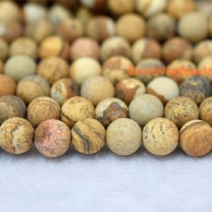 Shop Picture Jasper Beads! 15.5" Matte picture stone 6mm/8mm round beads, yellow brown color DIY beads, natural gemstone picture jasper, frosted picture jasper | Natural genuine beads Picture Jasper beads for beading and jewelry making.  #jewelry #beads #beadedjewelry #diyjewelry #jewelrymaking #beadstore #beading #affiliate #ad