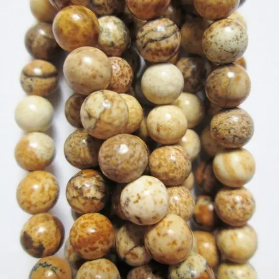 Natural Sand Jasper Beads, Picture Jasper Beads - Round 4 Mm Gemstone Beads - Full Strand 15 1/2", 89 Beads, A Quality