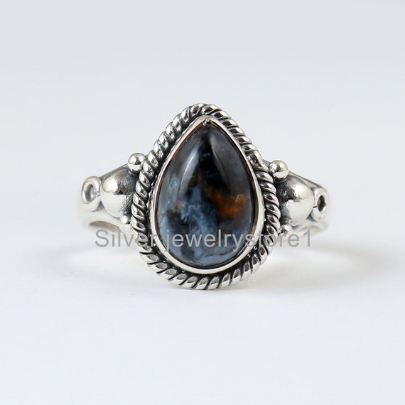 Best Sale ! Real Pietersite Ring, 925 Silver Ring, Gemstone Ring, Pear Shape Ring, Handmade Jewelry, Boho Ring Wonderful Gift Ring For Women