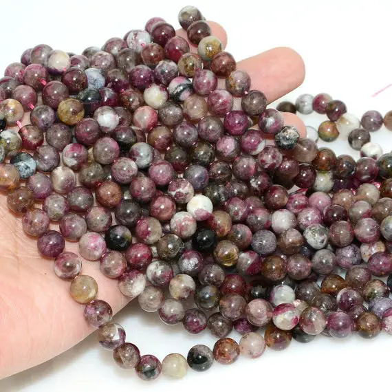 Genuine Pink Tourmaline Beads, Natural Gemstone Beads, Round Stone Beads 4mm 6mm 8mm 10mm 15''