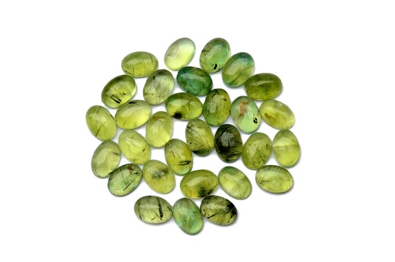1 Prehnite Crystal Cabochon (14mm X 10mm X 5mm) 5cts - Oval Calibrated Cabs