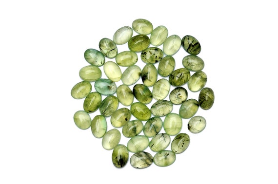 1 Prehnite Cabochon Gemstone (14mm X 10mm X 5mm) 5cts - Oval Calibrated Crystals - Natural Stones