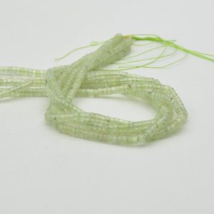 High Quality Grade A Natural Clear Prehnite Semi-Precious Gemstone Flat Heishi Rondelle / Disc Beads – 4mm x 2mm – 15" strand | Natural genuine rondelle Prehnite beads for beading and jewelry making.  #jewelry #beads #beadedjewelry #diyjewelry #jewelrymaking #beadstore #beading #affiliate #ad