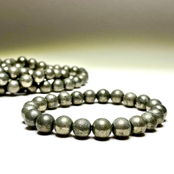 Pyrite Crystal Bracelet, Pyrite Gemstone Beaded Bracelet