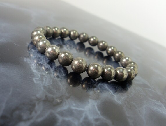 Natural Pyrite Bracelet Grade A 6mm Or 8mm, Natural Gemstone Beaded Women Mens Bracelet, Genuine Gemstone Healing Crystal Bracelet +gift Bag