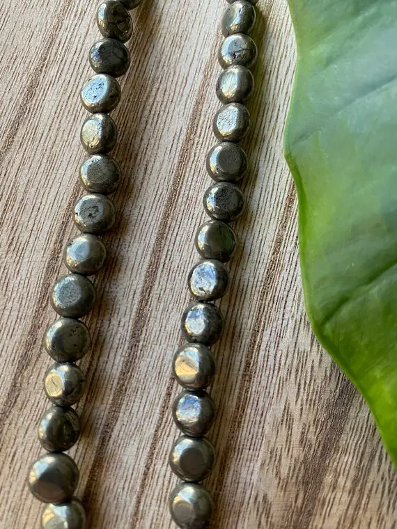 Pyrite Bead Strand, 6mm, Gemstone Beads, Fools Gold
