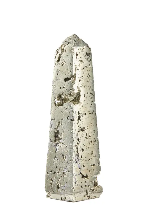 Polished Pyrite Obelisk - Large Pyrite Stone Tower - One Of A Kind Pyrite Point - Standing Pyrite Crystal Obelisk - Gold Crystal Tower - 13