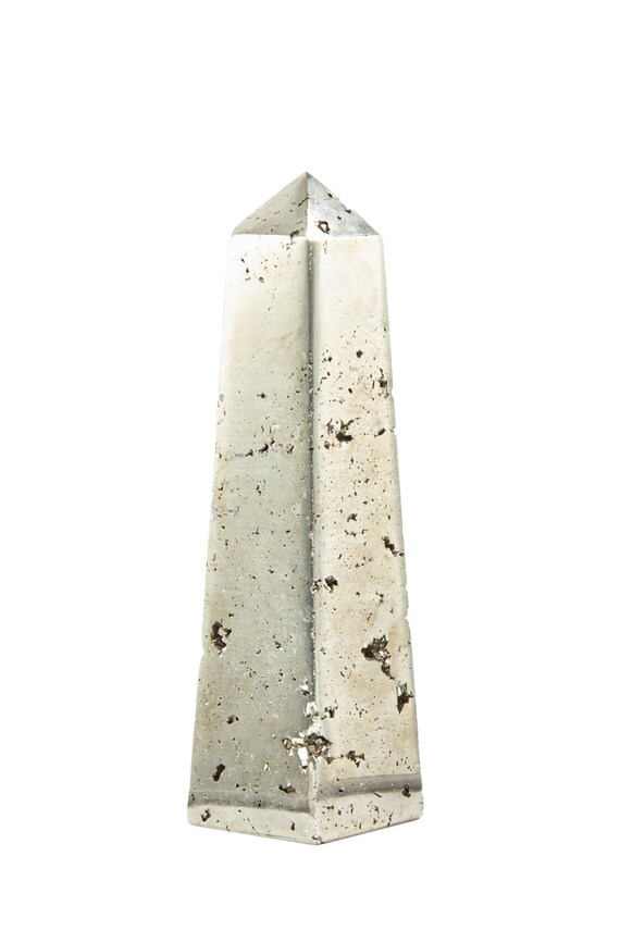 Pyrite Obelisk - Pyrite Stone Tower - Healing Crystal And Stones - Pyrite Point - Pyrite Stone Point - Raw Pyrite Crystal Tower Obelisk 8