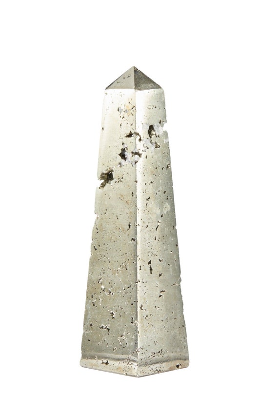 Standing Pyrite Obelisk - One Of A Kind Pyrite Stone Tower - Polished Pyrite Point - Large Pyrite Crystal Obelisk - Gold Crystal Tower - 12