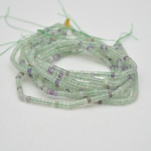 Shop Fluorite Rondelle Beads! High Quality Grade A Natural Rainbow Fluorite Semi-Precious Gemstone Flat Heishi Rondelle / Disc Beads – 3mm x 2mm – 15" strand | Natural genuine rondelle Fluorite beads for beading and jewelry making.  #jewelry #beads #beadedjewelry #diyjewelry #jewelrymaking #beadstore #beading #affiliate #ad