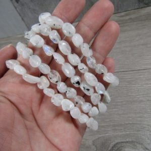 Rainbow Moonstone Stretchy String Nugget Bracelet G293 | Natural genuine Rainbow Moonstone bracelets. Buy crystal jewelry, handmade handcrafted artisan jewelry for women.  Unique handmade gift ideas. #jewelry #beadedbracelets #beadedjewelry #gift #shopping #handmadejewelry #fashion #style #product #bracelets #affiliate #ad