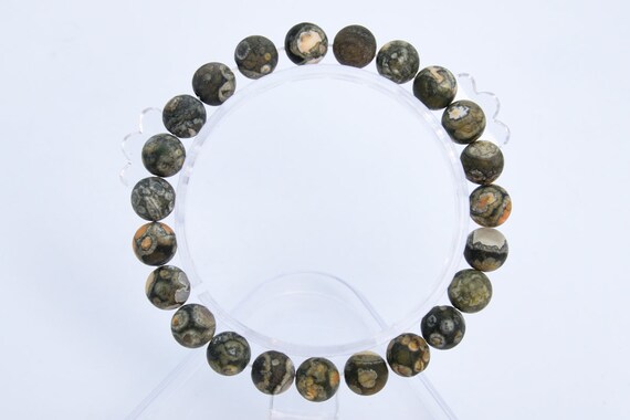 8mm Matte Rainforest Rhyolite Beads Bracelet Grade Aaa Genuine Natural Round Gemstone 7" Bulk Lot 1,3,5,10 And 50 (106760h-070)