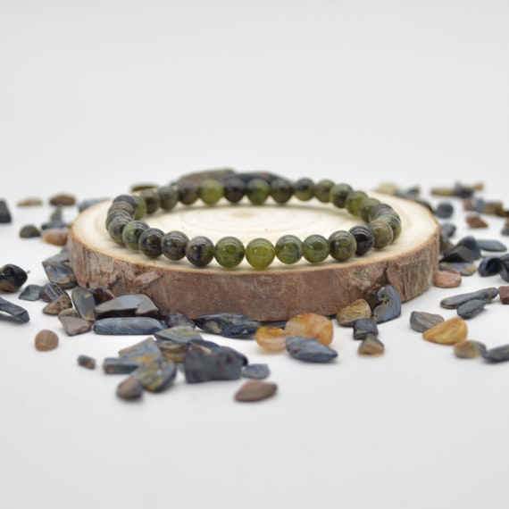Natural Rainforest Jasper Semi-precious Gemstone Round Beads Sample Strand / Bracelet - 6mm Or 8mm Sizes, 7.5"