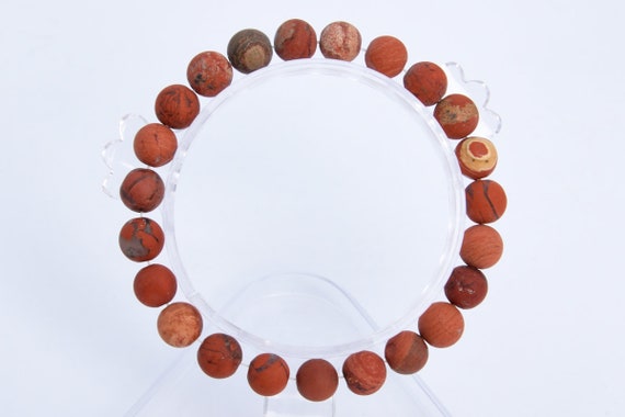 8mm Matte Red Jasper Beads Bracelet Grade A Genuine Natural Round Gemstone 7" Bulk Lot 1,3,5,10 And 50 (106761h-071)