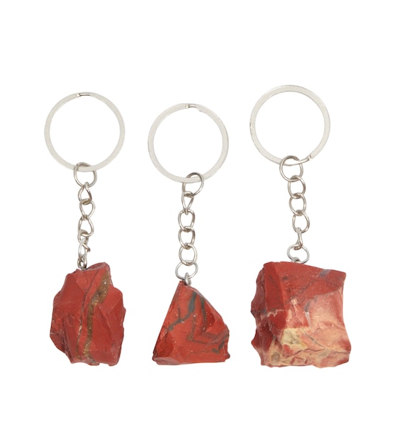 Raw Red Jasper Stone Keychain - Healing Crystals & Stones - Red Jasper Crystal Keychain - Raw Jasper Keychain - Raw Crystal Keychain