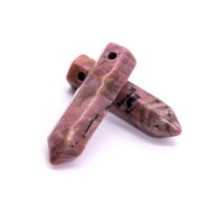 Shop Rhodonite Bead Shapes! 2 Pcs 31x8MM Gray Pink Rhodonite Beads Healing Hexagonal Pointed Grade A Genuine Natural Gemstone Bulk Lot Options (116713-3588) | Natural genuine other-shape Rhodonite beads for beading and jewelry making.  #jewelry #beads #beadedjewelry #diyjewelry #jewelrymaking #beadstore #beading #affiliate #ad