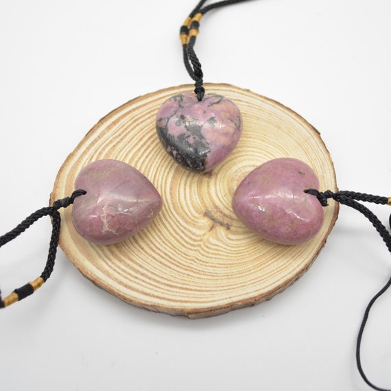 Rhodonite   Gemstone Pendant - Heart - 3cm