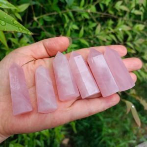 Shop Rose Quartz Points & Wands! Rose Quartz Point 2" (4-5 cm) | Natural genuine stones & crystals in various shapes & sizes. Buy raw cut, tumbled, or polished gemstones for making jewelry or crystal healing energy vibration raising reiki stones. #crystals #gemstones #crystalhealing #crystalsandgemstones #energyhealing #affiliate #ad