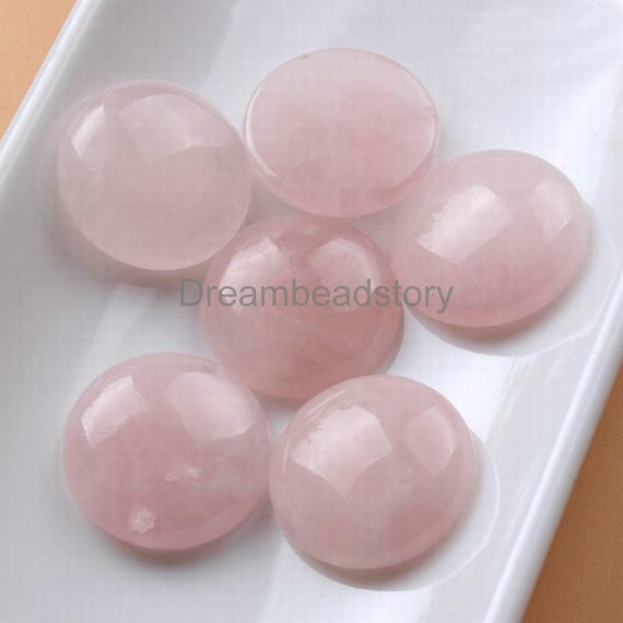 2-50 Pcs Round Cabochons For Jewelry Making No Hole Flat Back 25mm Natural Pink Rose Quartz Gemstone Cabs Wholesale