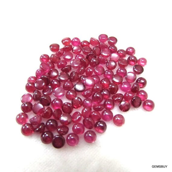 10 Pieces 4mm Ruby Cabochon Round Gemstone, Natural Ruby Round Cabochon Aaa Quality Gemstone....
