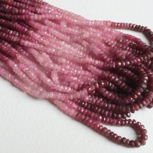Shop Ruby Necklaces! 3-4mm Ruby Faceted Rondelle Beads, Natural Shaded Ruby Beads, Ruby For Jewelry, Ruby Beads For Necklace (4IN To 16IN Options) – GOD329 | Natural genuine Ruby necklaces. Buy crystal jewelry, handmade handcrafted artisan jewelry for women.  Unique handmade gift ideas. #jewelry #beadednecklaces #beadedjewelry #gift #shopping #handmadejewelry #fashion #style #product #necklaces #affiliate #ad