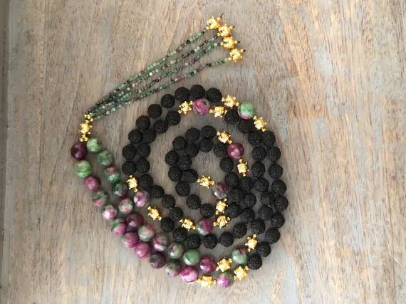 Black Rudraksha Necklace For Women,japa Mala Beads 108,prayer Beads 108 Mala Necklace,ruby Fusschite Mala Necklace For Men,108 Mala Necklace
