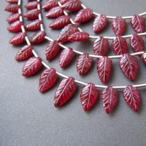 Ruby carved leaf briolettes • Natural ruby Untreated • Rare Find • Natural colour • Pairs available • Limited stock | Natural genuine other-shape Ruby beads for beading and jewelry making.  #jewelry #beads #beadedjewelry #diyjewelry #jewelrymaking #beadstore #beading #affiliate #ad