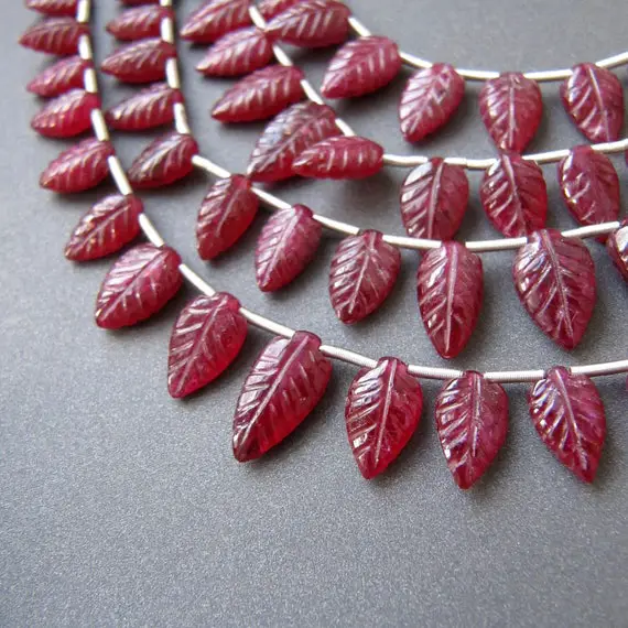 Ruby Carved Leaf Briolettes • Natural Ruby Untreated • Rare Find • Natural Colour • Pairs Available • Limited Stock