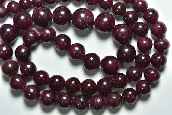 Ruby Round Bead Strand -8.50 Inches,beautiful Natural Ruby Smooth Round Beads,size Is 5.50-8.50mm #651