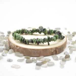Shop Ruby Zoisite Chip & Nugget Beads! Natural Ruby Zoisite Semi-precious Gemstone Chip / Nugget Beads Sample strand / Bracelet – 5mm – 8mm, 7.5" | Natural genuine chip Ruby Zoisite beads for beading and jewelry making.  #jewelry #beads #beadedjewelry #diyjewelry #jewelrymaking #beadstore #beading #affiliate #ad