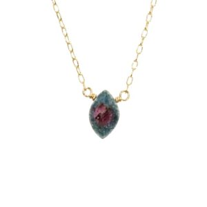 Shop Ruby Zoisite Jewelry! Ruby necklace, crystal necklace, dainty gold necklace, tiny crystal pendant, a marquis ruby zoisite on a 14k gold filled chain | Natural genuine Ruby Zoisite jewelry. Buy crystal jewelry, handmade handcrafted artisan jewelry for women.  Unique handmade gift ideas. #jewelry #beadedjewelry #beadedjewelry #gift #shopping #handmadejewelry #fashion #style #product #jewelry #affiliate #ad