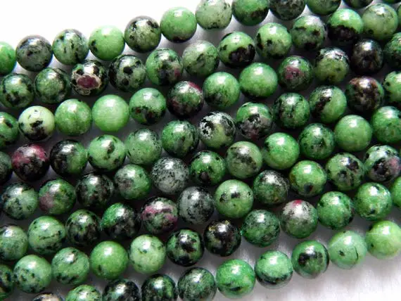 Green Ruby Zoisite Beads, Natural Gemstone Beads, Round Stone Beads, 4mm 6mm 8mm 10mm 15''