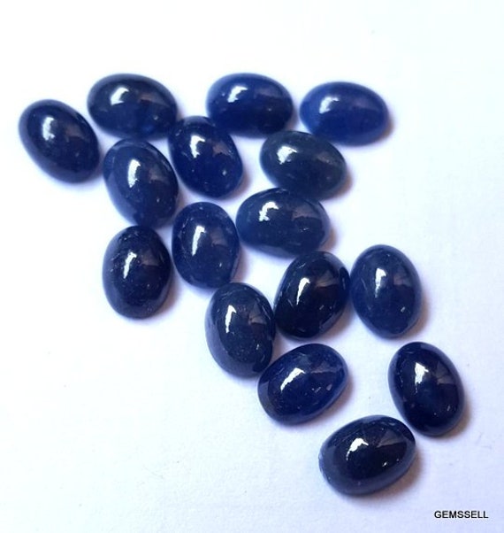 1 Pieces 6x8mm Blue Sapphire Cabochon Oval Loose Gemstone, Natural Blue Sapphire Oval Cabochon Gemstone, Unheated Or Untreated 100% Natural
