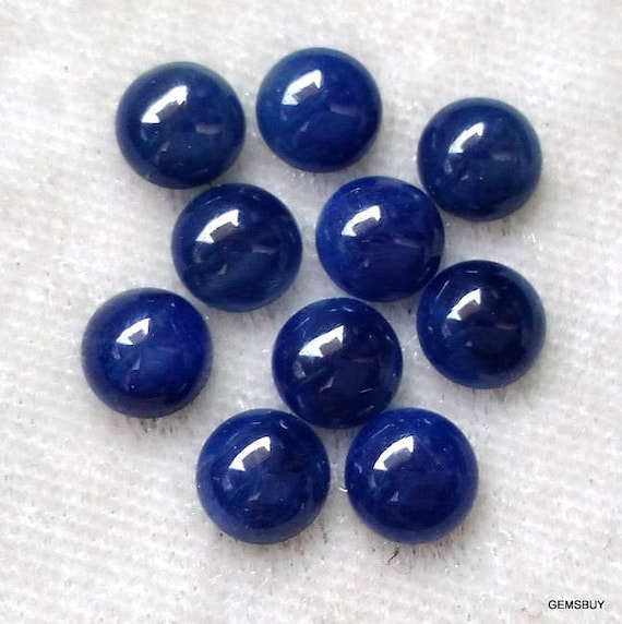 10 Pieces 4mm Blue Sapphire Cabochon Round Loose Gemstone, Blue Sapphire Round Cabochon Gemstone Unheated Or Untreated 100% Natural Gemstone
