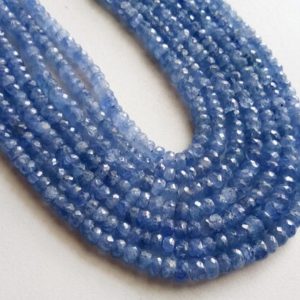 Shop Sapphire Necklaces! 3.5-4.5mm Blue Sapphire Beads, Natural Blue Sapphire Faceted Rondelles, Precious Original Blue Sapphire For Necklace (9IN To 18IN Options) | Natural genuine Sapphire necklaces. Buy crystal jewelry, handmade handcrafted artisan jewelry for women.  Unique handmade gift ideas. #jewelry #beadednecklaces #beadedjewelry #gift #shopping #handmadejewelry #fashion #style #product #necklaces #affiliate #ad